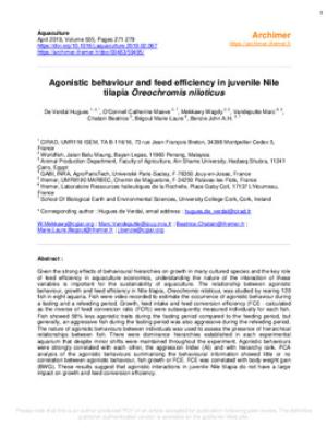 Agonistic behaviour and feed efficiency in juvenile Nile tilapia Oreochromis niloticus