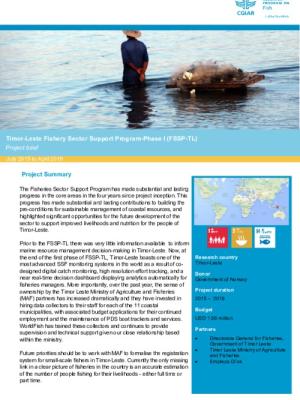 Timor-Leste Fishery Sector Support Program-Phase I (FSSP-TL). Project brief July 2015 to April 2019