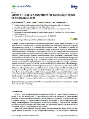 Limits of tilapia aquaculture for rural livelihoods in Solomon Islands