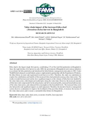 Value chain impact of the increased hilsa shad (Tenualosa ilisha) harvest in Bangladesh
