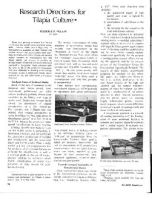 Research directions for tilapia culture