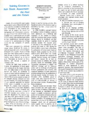 Training courses in fish stock assessment: the past and the future
