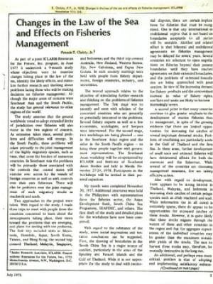 Changes in the law of the sea and effects on fisheries management