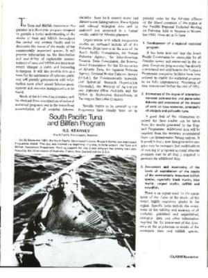 South Pacific tuna and billfish program