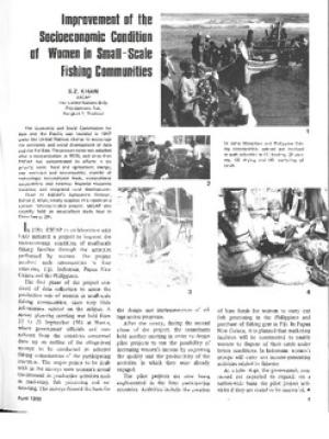 Improvement of the socioeconomic condition of women in small-scale fishing communities