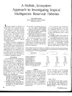 A holistic, ecosystem approach to investigating tropical multispecies reservoir fisheries