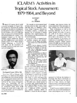 ICLARM's activities in tropical stock assessment: 1979-1984, and beyond