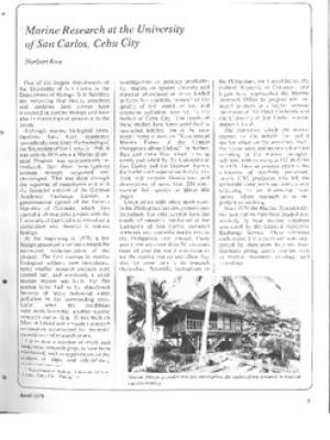 Marine research at the University of San Carlos, Cebu City