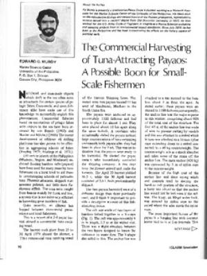 The commercial harvesting of tuna-attracting payaos: a possible boon for small-scale fishermen