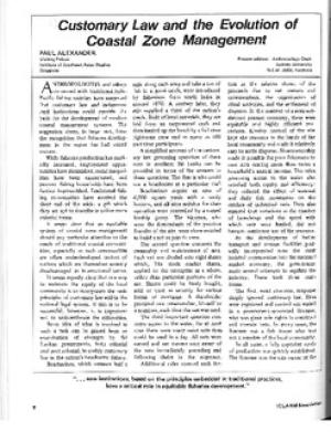 Customary law and the evolution of coastal zone management