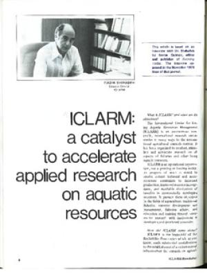 ICLARM: a catalyst to accelerate applied research on aquatic resources