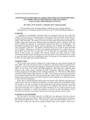 Genotype by environmental interaction for live weight between two production environments in the GIFT strain (Nile tilapia, Oreochromis niloticus)