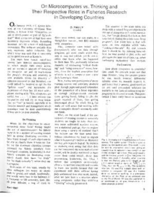 On microcomputers vs. thinking and their respective roles in fisheries research in developing countries
