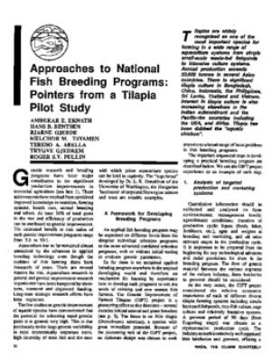 Approaches to national fish breeding programs: pointers from a tilapia pilot study