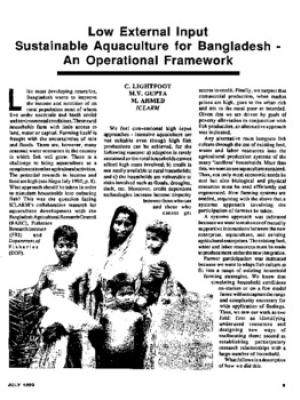 Low external input sustainable aquaculture for Bangladesh: an operational framework
