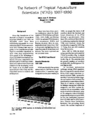 The Network of Tropical Aquaculture Scientists (NTAS) : 1987-1996