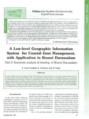 A Low-level Geographic Information System for coastal zone management, with application to Brunei Darussalam. Part II:: Economic analysis of trawling in Brunei Darussalam