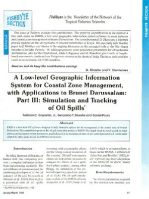 A low-level geographic information system for coastal zone management with applications to Brunei Darussalam: Part III:: simulation and tracking oil spills