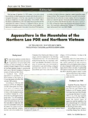 Aquaculture in the mountains of the northern Lao PDR and northern Vietnam