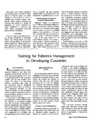 Training for fisheries management in developing countries