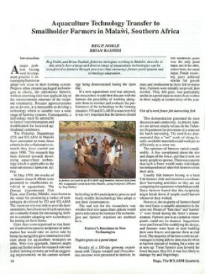 Aquaculture technology transfer to smallholder farmers in Malawi, Southern Africa