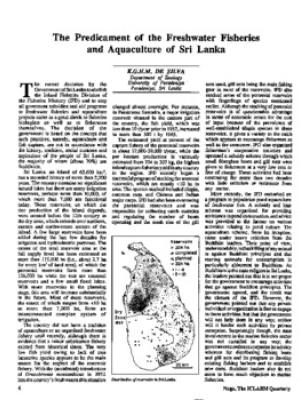 The predicament of the freshwater fisheries and aquaculture of Sri Lanka