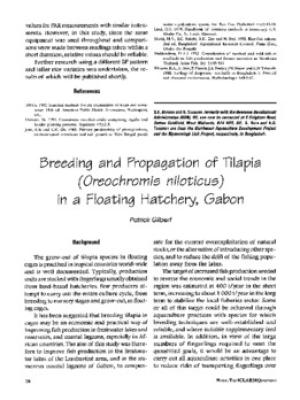 Breeding and propagation of tilapia (Oreochromis niloticus) in a floating hatchery, Gabon