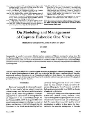 On modelling and management of capture fisheries: one view