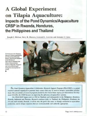 A global experiment on tilapia aquaculture: impacts of the Pond Dynamics/Aquaculture CRSP in Rwanda, Honduras, Philippines and Thailand