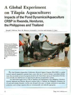 A global experiment on tilapia aquaculture: impacts of the Pond Dynamics/Aquaculture CRSP in Rwanda, Honduras, Philippines and Thailand
