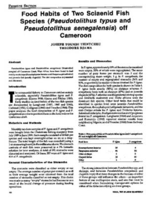 Food habits of two sciaenid fish species (Pseudotolithus typus and Pseudotolithus senegalensis) off Cameroon