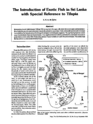 The introduction of exotic fish in Sri Lanka with special reference to tilapia