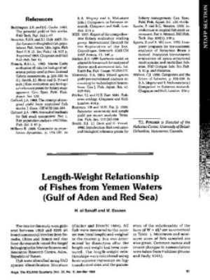 Length-weight relationship of fishes from Yemen waters (Gulf of Aden and Red Sea)
