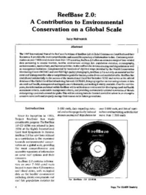 ReefBase 2.0: a contribution to environmental conservation on a global scale