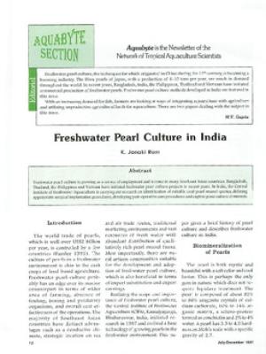 Freshwater pearl culture in India