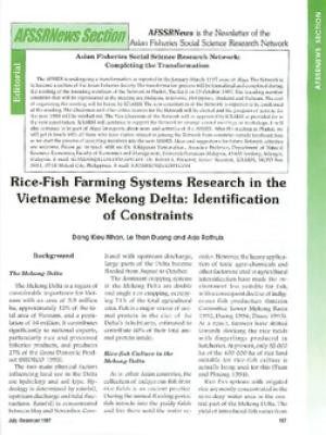 Rice-fish farming systems research in the Vietnamese Mekong Delta: identification of constraints