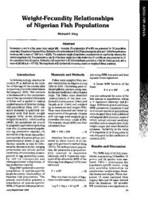 Weight-fecundity relationships of Nigerian fish populations