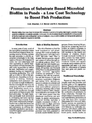 Promotion of substrate based microbial biofilm in ponds: a low cost technology to boost fish production