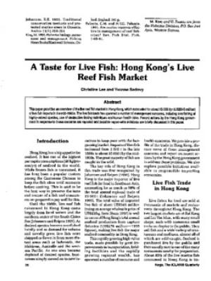 A taste for live fish: Hong Kong's live reef fish market