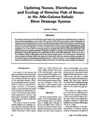 Updating names, distribution and ecology of riverine fish of Kenya in the Athi-Galana-Sabaki river drainage system