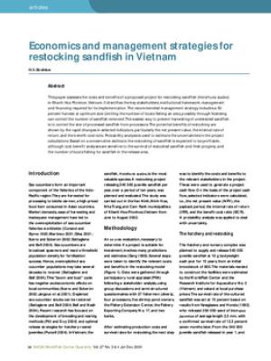 Economics and management strategies for restocking sandfish in Vietnam