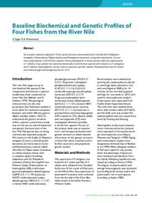 Baseline biochemical and genetic profiles of four fishes from the River Nile