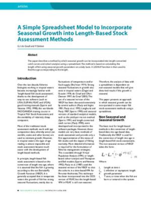 A simple spreadsheet model to incorporate seasonal growth into length-based stock assessment methods