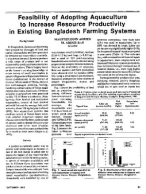 Feasibility of adopting aquaculture without detriment to existing farming practices: a case of Bangladesh farming systems