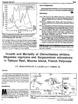Growth and mortality of Ctenochaetus striatus, Stegastes nigricans and Sargocentron microstoma in Tiahura Reef, Moorea Island, French Polynesia