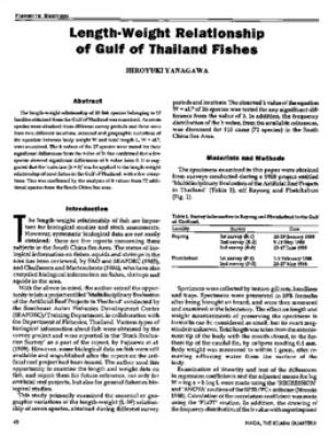 Length-weight relationship of Gulf of Thailand fishes