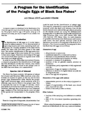 A program for the identification of the pelagic eggs of Black Sea fishes