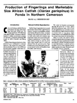 Production of fingerlings and marketable size African catfish (Clarias gariepinus) in ponds in northern Cameroon