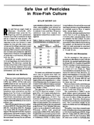 Safe use of pesticide in rice-fish culture