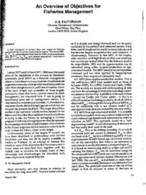 An overview of objectives for fisheries management